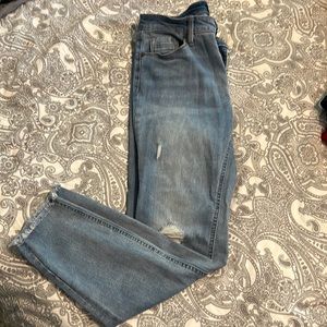 Women’s Buffalo David Britton, Jess, Rip & Repair, Mid-Rise, Skinny Blue Jeans.